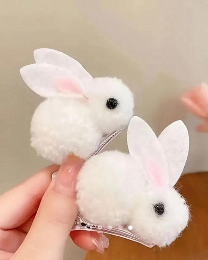 3D Pom-Pom Bunny Hair Clips (Set of 2) – Fluffy Rabbit Ear Hairpins | Cute Easter Aesthetic Hair Accessory (VT-49)