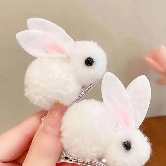 3D Pom-Pom Bunny Hair Clips (Set of 2) – Fluffy Rabbit Ear Hairpins | Cute Easter Aesthetic Hair Accessory (VT-49)