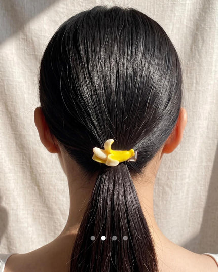 Cute Banana Hair Clips Set of 5 | 3D Fruit Snap Clips for Girls & Women (VT-79)