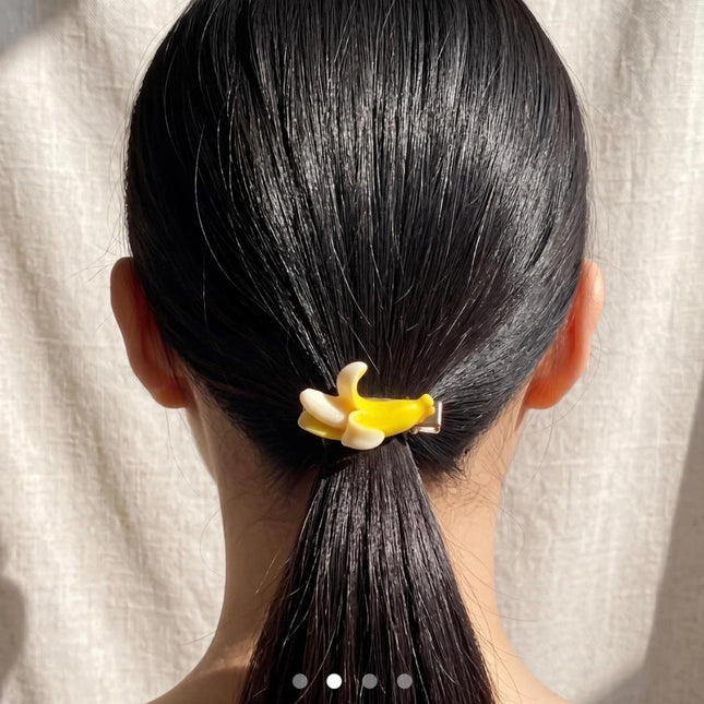 Cute Banana Hair Clips Set of 5 | 3D Fruit Snap Clips for Girls & Women (VT-79)