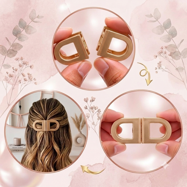 Gold DD Buckle Hair Clip for Women | Luxury Style Metal Barrette Hair Pin (VT-84)
