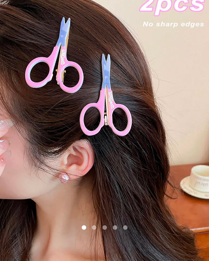 Scissors Shape Hair Clips Set of 2 | Quirky Novelty Snap Pins for Women & Girls (VT-89)