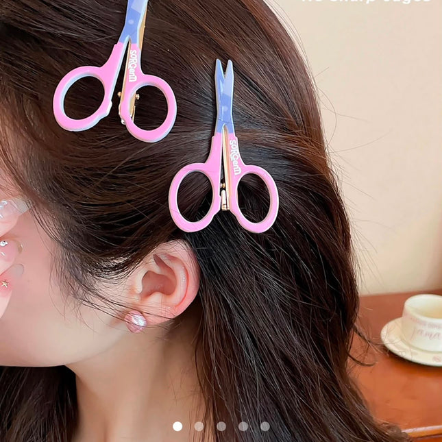 Scissors Shape Hair Clips Set of 2 | Quirky Novelty Snap Pins for Women & Girls (VT-89)