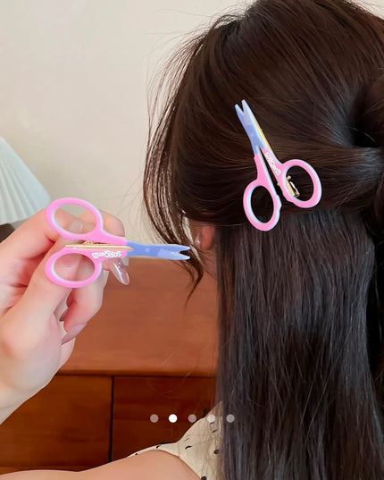 Scissors Shape Hair Clips Set of 2 | Quirky Novelty Snap Pins for Women & Girls (VT-89)