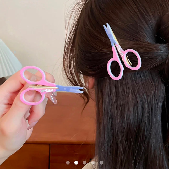 Scissors Shape Hair Clips Set of 2 | Quirky Novelty Snap Pins for Women & Girls (VT-89)