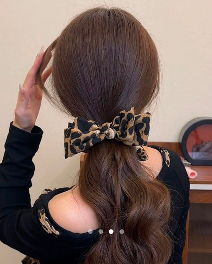 Leopard Print Bow Hair Claw Clip for Women & Girls | Stylish Hair Clutcher for Ponytail, Bun & Casual Wear (VT-90)