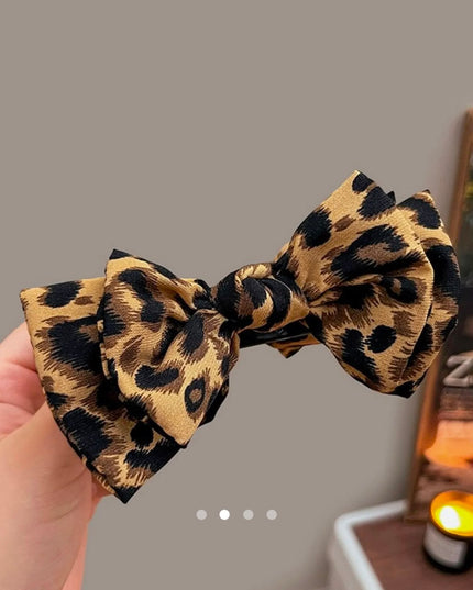 Leopard Print Bow Hair Claw Clip for Women & Girls | Stylish Hair Clutcher for Ponytail, Bun & Casual Wear (VT-90)