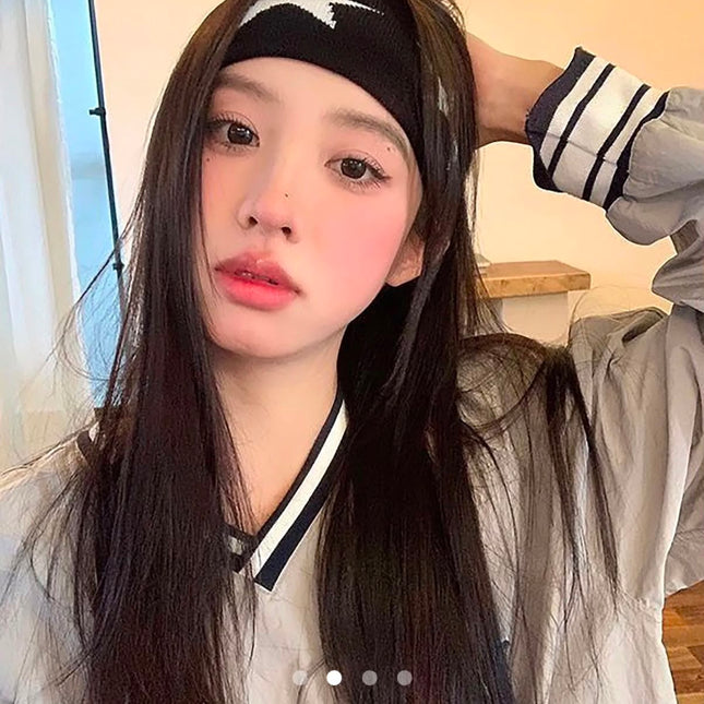 Korean Style Star Pattern Knitted Headband for Women & Girls | Stretchable Hair Band for Daily Wear, Sports, Makeup & Casual Look (VT-91)