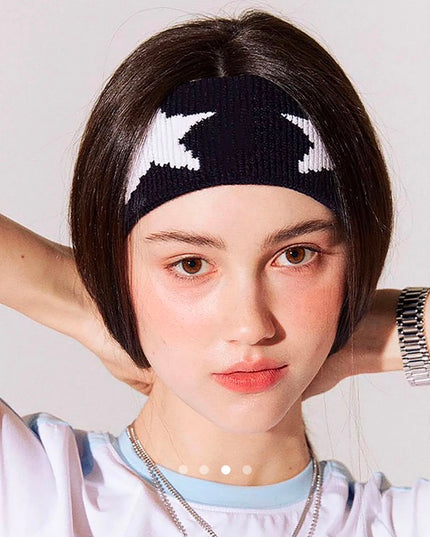 Korean Style Star Pattern Knitted Headband for Women & Girls | Stretchable Hair Band for Daily Wear, Sports, Makeup & Casual Look (VT-91)