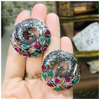 Afgani German Silver Oxidized Jhumki Earrings for Women (DESIGN 015)