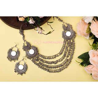 Afgani German Silver Oxidized Necklace for Women (DESIGN 116)