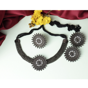 Sunburst Sensation Oxidised Necklace (DESIGN 118)