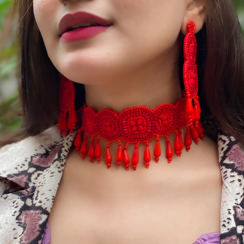 Blood Moon Embroidered Fashion Jewelry Set (DESIGN 58)