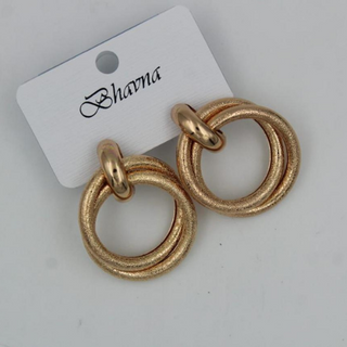 Looped Dull Gold Hoop Fashion Earrings (DESIGN 20)