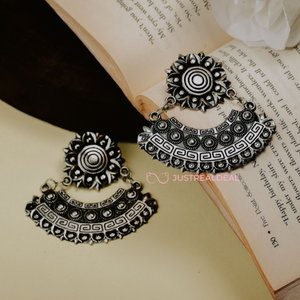 Afgani German Silver Oxidized Jhumki Earrings for Women (DESIGN 568)
