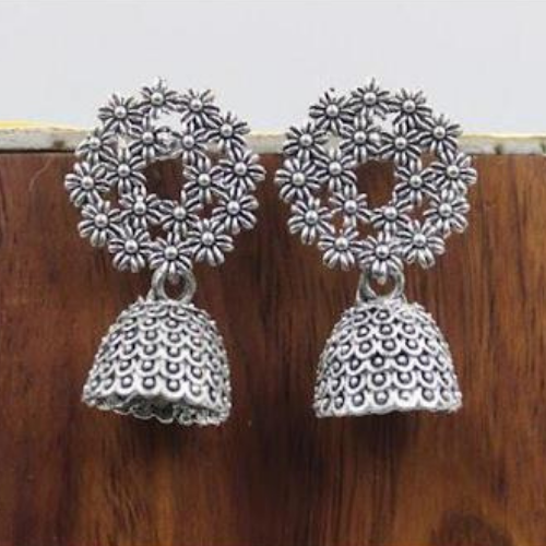 Floral Jaali Wreath Oxidised Mini Jhumkis (DESIGN 1012)