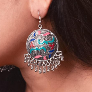 Afgani German Silver Oxidized Jhumki Earrings for Women (DESIGN 48)