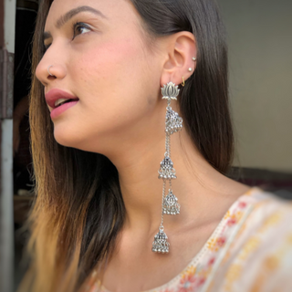 Afgani German Silver Oxidized Jhumki Earrings for Women (DESIGN 417)