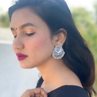 Afgani German Silver Oxidized Jhumki Earrings for Women (DESIGN 294)