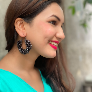 Beaded Black Oxidised Jhumki (DESIGN 107)