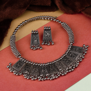 Paneled Choker Oxidised Necklace (DESIGN 165)