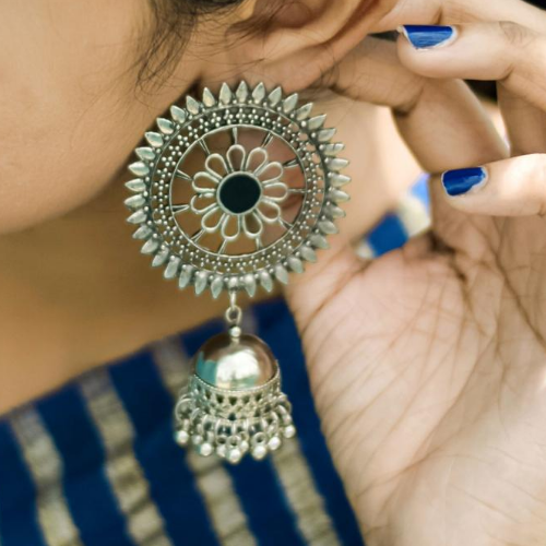 Opulent Grace Oxidised Jhumka (DESIGN 95)