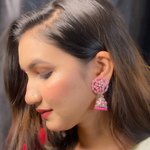 Pink Paradise Oxidised Jhumkis (DESIGN 406)