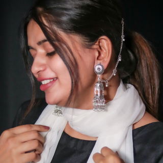 Afgani German Silver Oxidized Jhumki Earrings for Women (DESIGN 561)
