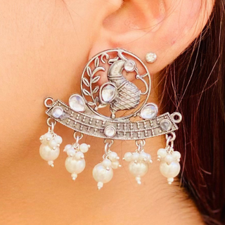 Afgani German Silver Oxidized Jhumki Earrings for Women (DESIGN 567)