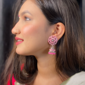 Pink Paradise Oxidised Jhumkis (DESIGN 406)