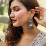 Afgani German Silver Oxidized Jhumki Earrings for Women (DESIGN 357)