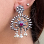 Sunny Sunbursts Oxidised Jhumka (DESIGN 562)