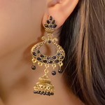 Onyx Chandelier Oxidised Jhumka (DESIGN 401)