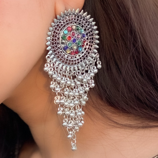 Afgani German Silver Oxidized Jhumki Earrings for Women (DESIGN 405)