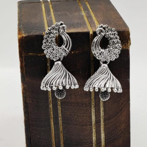 Peacock Danglers Oxidised Jhumkis (DESIGN 1126)