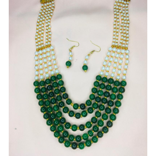 Green Pearl String Kundan Traditional Jewelry Set (DESIGN 211)