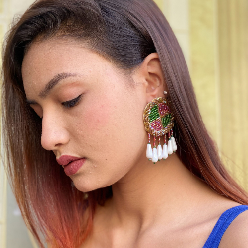 Reverie Embroidered Fashion Earrings (DESIGN 521)