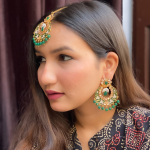 Green Grace Maang Tikka Jewelry Set (DESIGN 417)