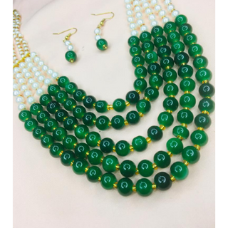 Green Pearl String Kundan Traditional Jewelry Set (DESIGN 211)