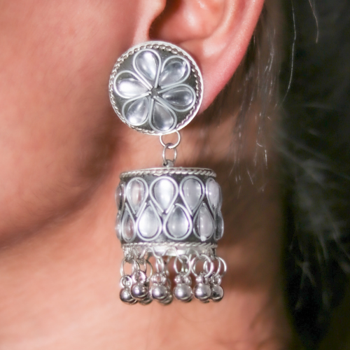 Crystal Lantern Oxidised Jhumkis (DESIGN 558)