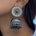 Afgani German Silver Oxidized Jhumki Earrings for Women (DESIGN 538)