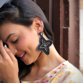 Shimmering Star Embroidered Earrings (DESIGN 420)