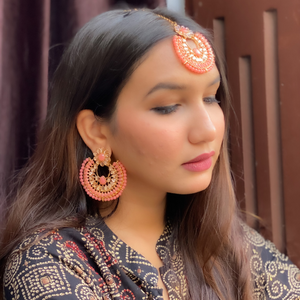 Peach Maang Tikka Jewelry Set (DESIGN 424)