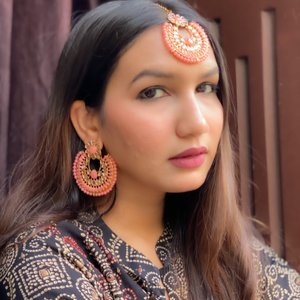 Peach Maang Tikka Jewelry Set (DESIGN 424)