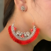 Red Fringe Hoop Earrings (DESIGN 245)