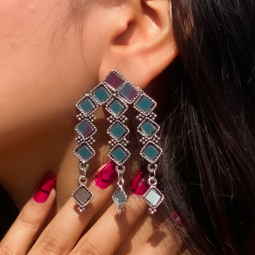 Mirrored Arrow Oxidised Jhumka (DESIGN 274)