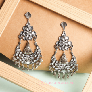 Afgani German Silver Oxidized Jhumki Earrings for Women (DESIGN 571)