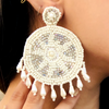 White Whimsy Embroidered Fashion Earrings (DESIGN 511)