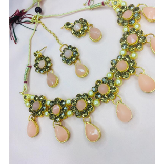 Peach Evergreen Kundan Traditional Jewelry Set (DESIGN 213)