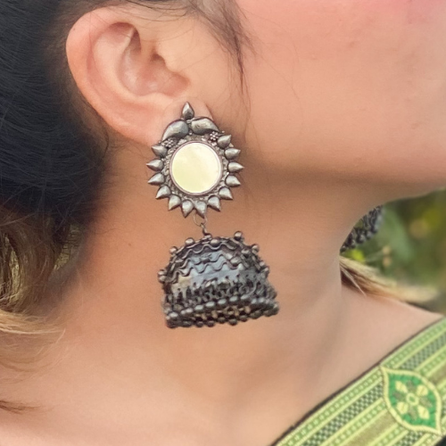 Mirrored Sunflower Jhumkas (DESIGN 255)